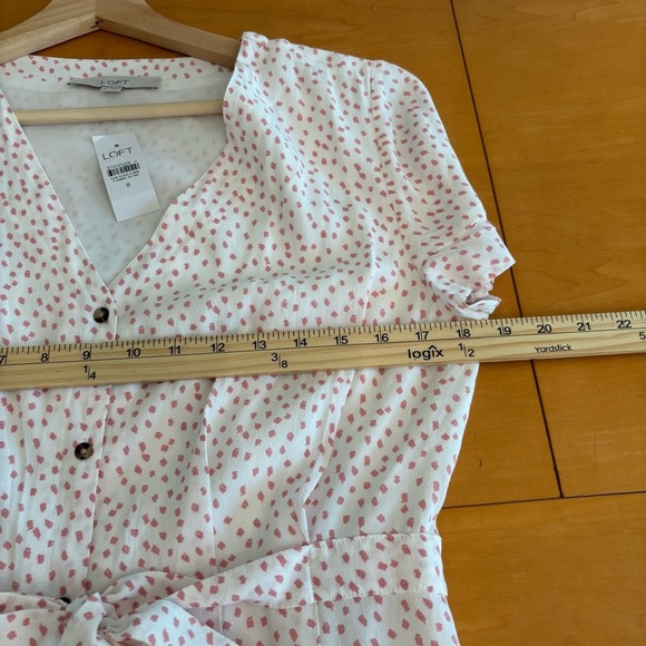 Loft 8 NWT white long flecked flutter sleeve midi dress - Picture 10 of 12